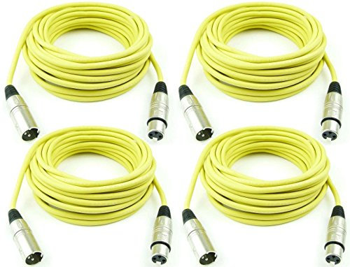 Adam Hall Cables 4 Stück K3MMF1000YEL Mikrofonkabel 10m Gelb XLR female auf XLR male DMX Audio Kabel 3 pol polig (10 m, Gelb, 4)