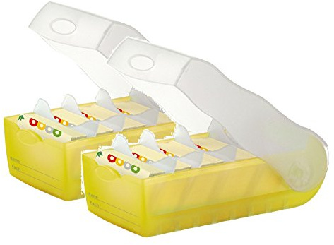 Doppelpack HAN Karteibox CROCO DIN A8 quer mit 5 Stützplatten und je 100 Karten (transluzent-gelb 2er)