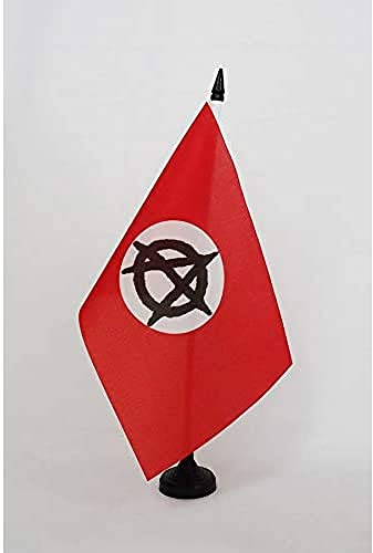 AZ FLAG bordsflagga anarkist vit cirkel 21 x 14 cm - liten anarkism kontorsflagga 14 x 21 cm