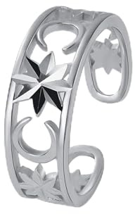VIKI LYNN Bague Argent Femme Ajustable d'orteil Bague phalange Bijoux Fantaisie en Série Argent 925 Idée Cadeau Femme Fille ou Cadeau Anniversaire (Bague d'ortel étoile et lune)