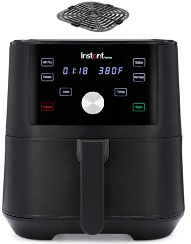 Instant Pot Vortex 6QT XL Air Fryer, 4-in-1 Functions that Crisps, Roasts, Reheats, Bakes for Quick Easy Meals, 100+ In-App Recipes, is Dishwasher-Safe, from the Makers of Instant Pot, Black