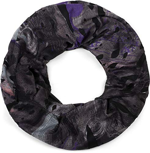 styleBREAKER Loop Schal im Splat Style mit Klecksen und Zeichen im Destroyed Vintage Look, Unisex 01016119, Farbe:Anthrazit-Violett-Rosa