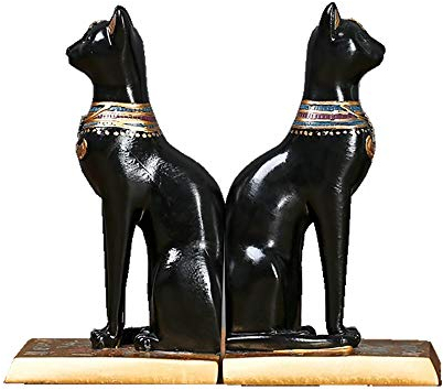 Asskanaer Cat Resin Bookend Dekorative Bookends alte ägyptische Katze Desktop-Dekoration Bücherregal Büro Bookend Baffle Kunst Bookend HauptDécor Set 2