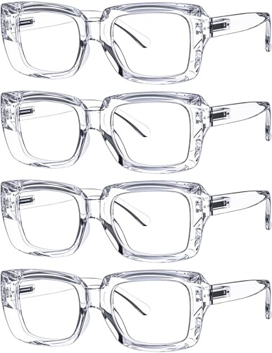 Eyekepper 4er Pack Damen Lesebrille - Stilvolle quadratische Lesebrille für Damen