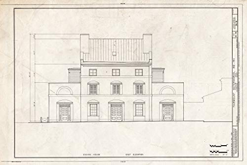 Historic Pictoric : Blueprint 20. Engine House East Elevation - Fairmount Waterworks, East Bank of Schuylkill River, Aquarium Drive, Philadelphia, Philadelphia County, PA 36in x 24in