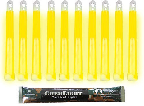 Cyalume Technologies Leuchtstab 15 cm, Original Militärische ChemLight Lightsticks In Gelb (x20), Brenndauer Von 12 Stunden, 100% Konform Mit Den NATO-Spezifikationen, Militärtauglich, REACH-konform