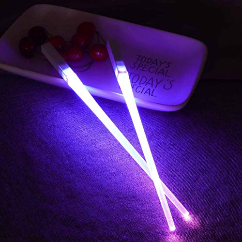 YARNOW LED Light Saber Chopsticks Portable Removable Light Eating Chopsticks Durable Lightweight Food Safe Tableware for Kitchen Dinner Party (Purple)