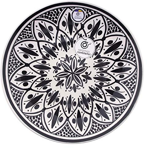 CERÁMICA RAMBLEÑA | Plato Decorativo para Colgar en Pared | Plato de cerámica | Plato decoración Mediterránea Modelo D35 | 100% Hecho a Mano | 27x27x3.5 cm