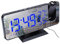 ThreeH Projection Alarm Clock Radio Digital Alarm Clock 4 Dimmer & 180° Rotable & 2 Sounds 7.4'' Large Mirror Display Black-Blue