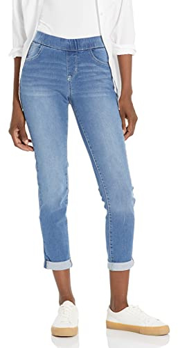 WallFlower Women's Pull On Denim Cropped High-Rise Insta Soft Juniors Jeans, Amal Ankle, 9