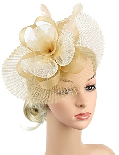 Faszinator Hut Damen Schleier Elegant Haar Clip Braut Kopfschmuck Blumen Stirnband Retro Haarschmuck Hochzeit Tea Party Hüte Haarreif Cocktail Kirche Kostüm Accessoire für Cosplay Karneval Halloween