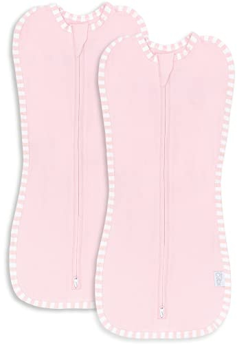 Bekväma ungar linda filt baby flicka pojke enkel dragkedja wrap 2-pack nyfödd spädbarn sovsäck (stor 3-6 månader, rosa)