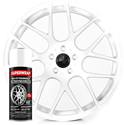 Superwrap - Pellicola spray in vinile lucida, per leghe, distintivi, pinze, specchi e griglie – pellicola per vernice pelabile per uso automobilistico (bianco artico, 40,5 cm e 40,5 cm)