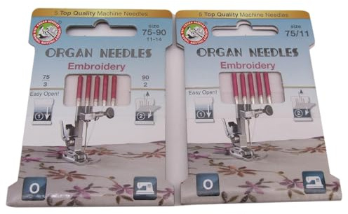 Organ Needle – 10 Stück Organ-Haushalts-Nähmaschinennadeln 130/705H-E (Nadelstärke: 75/11)
