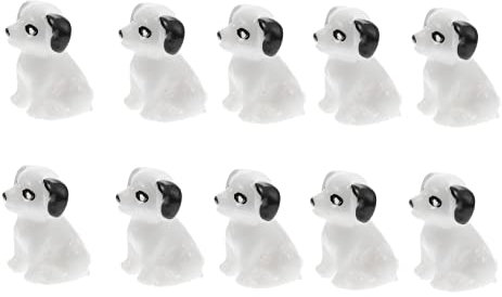 Cabilock Kleiner Welpenfiguren Hund Tiermodelle 10 Stück Mikrolandschaft Hundeskulptur Miniatur Hundefiguren Harz Deko für Kinder Spielzeug Zubehör Weiß