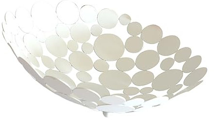 Ciieeo White Iron Fruit Plate Petals Shaped Hollow Basket