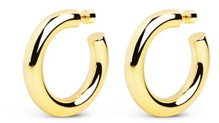 SINGULARU Pendientes Mujer El Cairo Acero Baño Oro | Acero con baño de oro de 18kt resistente al agua destaca tu estilo con diseño maxi de aros y cierre de tuerca.