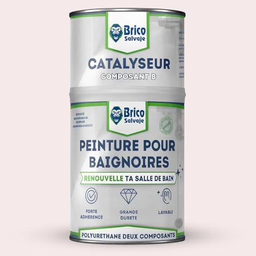 BRICOSALVAJE Vernice per vasca da bagno con finitura LUCIDA a due componenti 600+150 ml | facile applicazione | finitura ceramica (Blu chiaro Agatha)