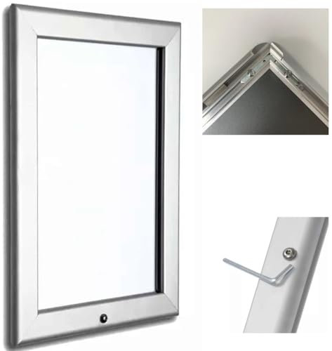 A4 A3 A2 and A1 Aluminium Silver Lockable Outdoor Snap Frames/Poster Holder (1, A2 X SILVER LOCKABLE)