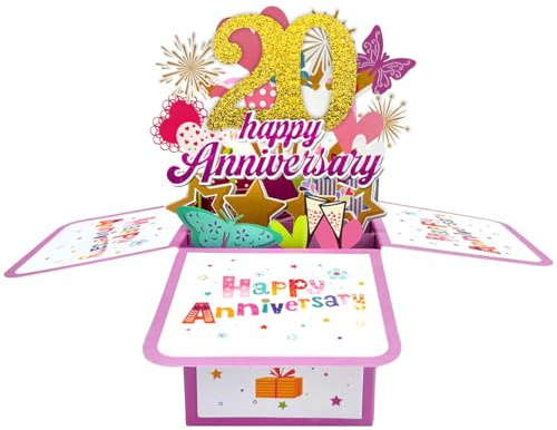 scicent Pop Up 3D Grußkarte Hochzeit, 20 Jahrestag, 20 Hochzeitstag Jubiläum-Karte, Verlobungskarte, Karte zur Trauung Motiv Brautpaar in - 22114