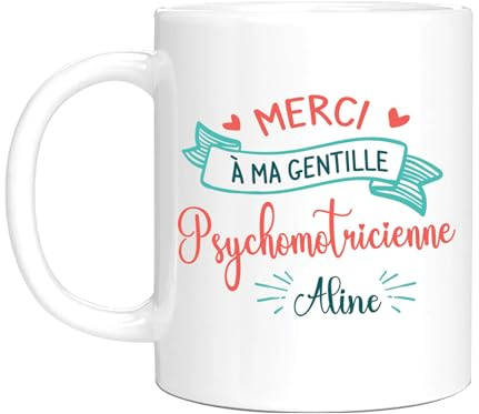 HALUMI Mug | Tasse à café personnalisée Cadeau pour Psychologue, Psychomotricienne - Merci A Ma Gentiile Psychomotricienne - personnaliser avec Nom 330 ml