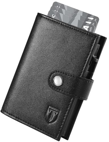 TENBST Geldbörse Herren mit RFID-Schutz | Slim Wallet | Portmonee Herren Slim | Mini Kreditkartenetui Portemonnaie (Schwarz)