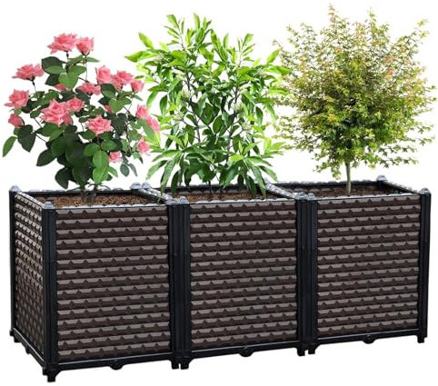 EasyVibe Raised Garden Bed Self Watering Deepened 50cm, 200L Large Planters Box for Outdoor Plants, Elevated Patio PP Flower Vegetables Planting Container, Garden Bed Planter Box Kit Drainage Holes