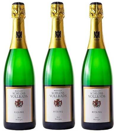 3x 0,75l - 2023er - Schloss Vollrads - Riesling-Sekt brut - Sekt b.A. Rheingau - Deutschland - Schaumwein brut