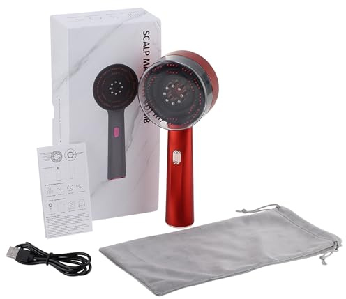 Masseur de cheveux lumière rouge cuir chevelu massage brosse électrique peigne de massage brosses à cheveux masseur tête masseur de cheveux scalp (rouge)