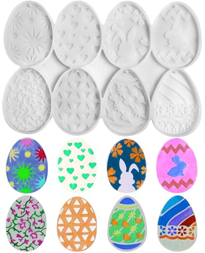 ZephyrCraft Easter Silicone Mould, Egg Moulds Keychain Resin Moulds for DIY Keychains, Pendants, Jewelry and Crafts, Reusable Food Grade Casting Mould for Easter Gifts & Decorations