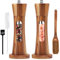 Uallsny Pfeffermühle Holz Salz und Pfeffer mühle 2er Set mit Untersetzer Manuell Gewürzmühle verstellbarem Keramikmahlwerk Salzmühle für Pfeffer Salz Gewürze Höhe 20 cm