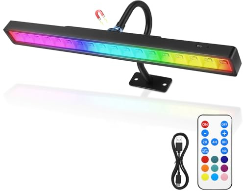 homdat Magnetische Bilderleuchte, Wiederaufladbare Bilderlampe, Led Malerei Lichter Mit Fernbedienung Dimmbar Und Timer, 3 Farbtemperaturen 9 Rgb, 40cm Art Dispaly Licht FüR Galerie, Kunstwerk