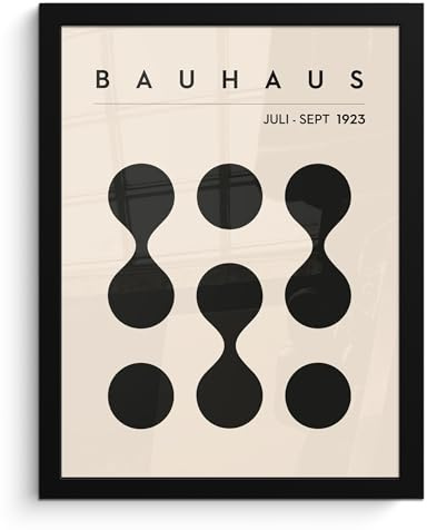 MuchoWow© Wandbilder mit Rahmen Wanddeko Bilder Wohnzimmer Moderne - Modern | 30x40 cm - Zimmerdeko Geschenk Bilderrahmen Bauhaus - Abstrakte Kunst - Schwarz