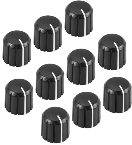 Huudngeje 10 StüCke Potentiometer Steuerung Knobs für Elektrische Gitarre Volume Tone Knobs Schwarz D Typ 6Mm