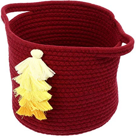 FONDOTIN Baumwollfadenkorb Schreibtisch-make-up-box Wohnzimmerkorb Strickkorb Make-up-halter Handgewebt Lagerung Organizer Kleinigkeiten Korb
