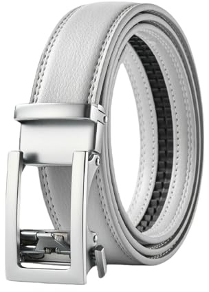 CMZYBBD GüRtel Herren Herren -echte Leder Automatische Schnallengürtel - Stilvoller Lässiger Und Formeller Gürtel Für Anzüge, Jeans, Hosen - Einstellbares, Klassisches Design-silbergrau-125 cm