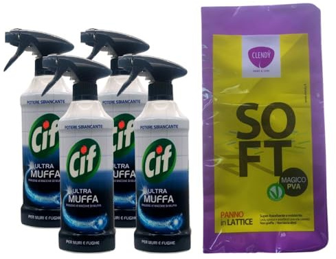 Set Pulizia: Ultra Muffa, Spray Antimuffa, Formato 500 ml + OMAGGIO 1 Panno Lattice 30x30 (4 Spray + Panno)