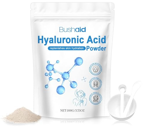 Acido Ialuronico in Polvere 100g - Idratante Profondo & Antirughe - Basso Peso Molecolare per Viso e Corpo - Cosmetici Fai da Te per Maschere, Creme e Sieri - Con 3 Utensili per Maschera