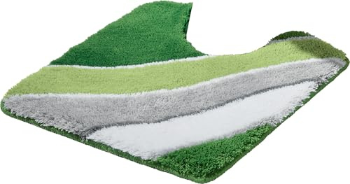 Erwin Müller WC-Umrandung Veria mit Wellenmuster grün Größe 50x50 cm - flauschig weicher Flor, Unterseite rutschhemmend, für Fußbodenheizung geeignet