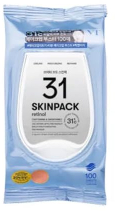31 Skinpack Toallitas limpiadoras con retinol - VT, 100 hojas - Made in Korea