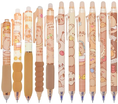 11STK Capybara Stifte Radierbar Schreibwaren Geschenk Sachen Mädchen Jungs | 0.5MM Blau Gelstifte Kugelschreiber Capybara Sachen Tintenroller Radierbar Capybara Stifte Geschenk Geburtstag Weihnachten