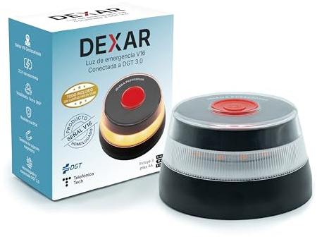 Baliza V16 homologada DGT con geolocalización – Luz de emergencia coche LED obligatoria 2026, visible 1 km, compacta y fácil de usar