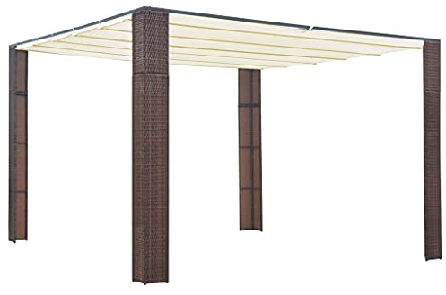 Générique Tonnelle avec Toit Résine tressée 300x300x200cm Marron et crème,Auvents & abris,25.59KG-44816