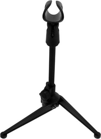 Schwarzer Mikrofonhalter mit Stativ und Klemme für Tischaufstellung | Verstellbare Höhe 21 bis 27,5cm, Klemmweite 30 bis 40mm, Kunststoff, Leicht zu Montieren
