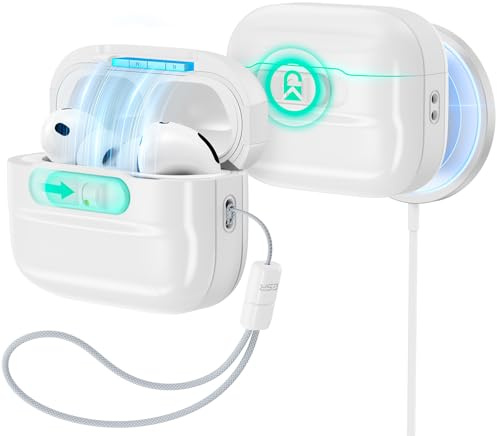 ESR för AirPods Pro 3 fodral (2025), kompatibel med MagSafe, vit | Kompatibel med AirPods Pro 3 (USB-C-kabel), magnetiskt lock, heltäckande skydd med snodd