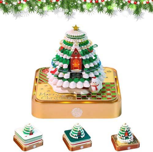HIULLEN 3D Kalender 2026 Weihnachten, 3D Notizblock, Kalender Abreißen 2026 mit Licht, 3D Abreißkalende 2026, Papierskulptur Weihnachtsbaum 3D-Tischkalender, Kreative Geschenk Desktop Dekoration