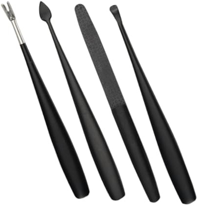 Mipcase Kit de Manucure en Acier Inoxydable 4 Pièces Fourche à Peau Morte, Lime à Ongles, Coupe-cuticules et Cure-oreilles, Compact pour Soins des Cuticules à Domicile Salon
