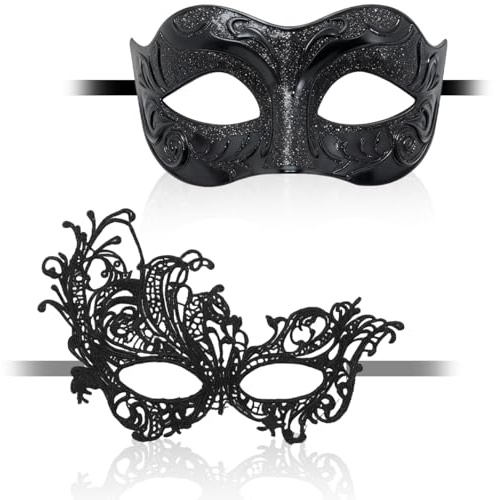 EduPlayte Maschera Veneziana Coppia, Maschera Per Ballo in Maschera, Maschera Carnevale Coppia, Maschera Coppia Uomo Donna, per Costume da Festa di Carnevale di Halloween
