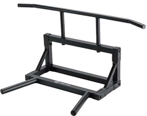 ERIC FLAG Sbarra Trazioni a Muro 2 in 1 Trazioni & Dips | Acciaio Rinforzato, Carico Max 250 kg | Montaggio su Parete Cemento/Mattoni, Kit Fissaggio Incluso | Stazione Trazioni Dips Multi-Grip