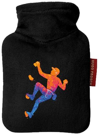Huuraa Mini-Wärmflasche Bouldern Klettern 0,2 Liter Black Mini Veloursbezug Taschenwärmer Geschenkidee